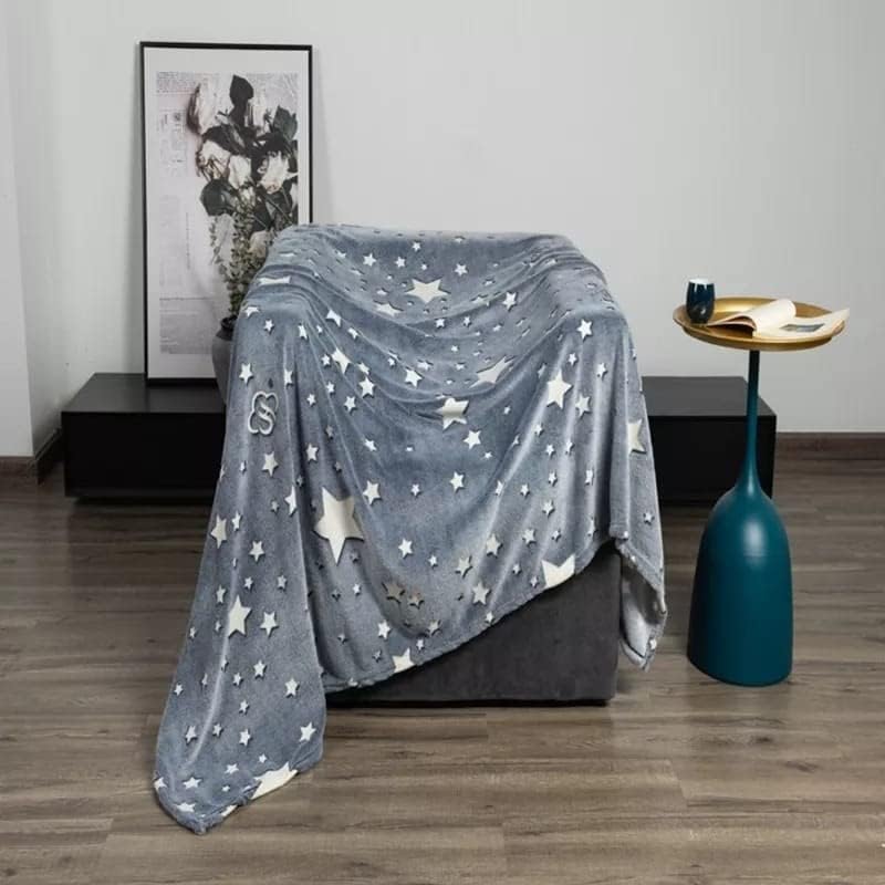 W2S Glow in The Dark Blanket for Kids, Light Weight Soft Cozy All Weather Blankets for 1-10 Years Old Toddlers, Baby. Size : 120CM X 180CM (Blanket-Star) 1