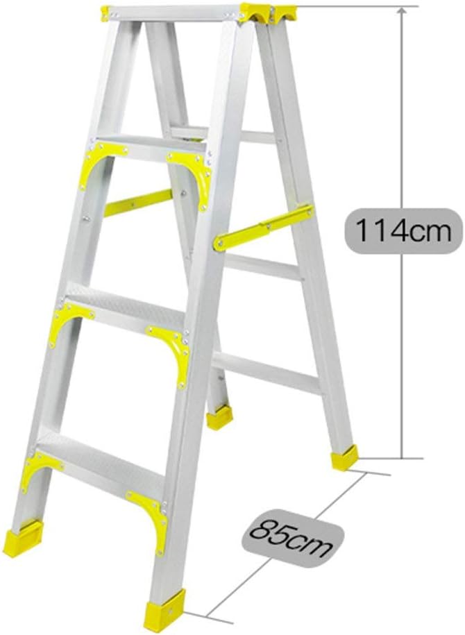 Step Stool Double Sided Three-Step Ladder, Bilateral Four-Step Ladder Reinforcement Engineeladder Outdoor Ladders Plastic Accessory Design Household Ladder/Yellow/85 X 114Cm