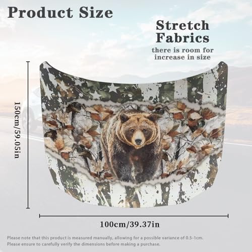 Image of Car Hood Cover, Auto Hood Wrap Blankets Stretchable Bear Automotive Exterior Accessories for Compact Sedans SUVs Trucks