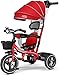 Tricycle Evolutif Pliable Tricycle multifonctionnel for enfants avec de la musique et du vélo de pédale léger, avec auvent et poignée push détachable, le siège peut être tourné dans les deux direction