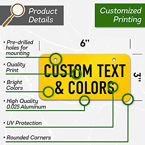 Mini License Plates Personalized, Custom License Plate for Bikes, ATV, Kids Car, Kids Bike, Golf Cart, Wagons and Key Rings | 3X6 Inch Metal - 40 Colors, 20 Fonts, by: My Sign Center, USA - Thumbnail 5