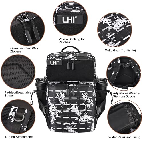 Image of LHI Tactical Military Backpack for Men 25L /45L Large Molle Army Assault Pack 3 Day Hiking Rucksack With Bottle Holder