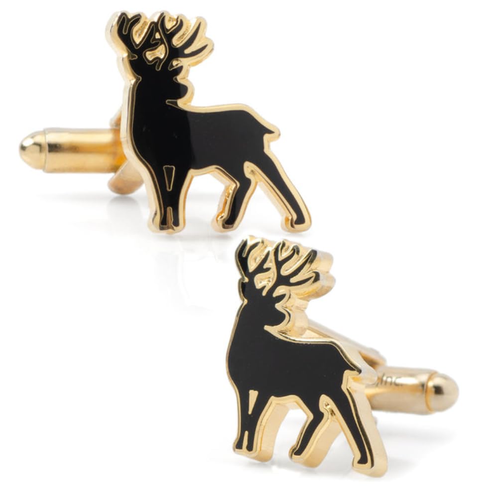 moskai Stag Deer Cufflinks for Men | Elegant Animal Design | Luxury Plated Base Metal with Enamel Finish | Wedding, Party & Formal Wear Accessory | Gift for Him-picture-0