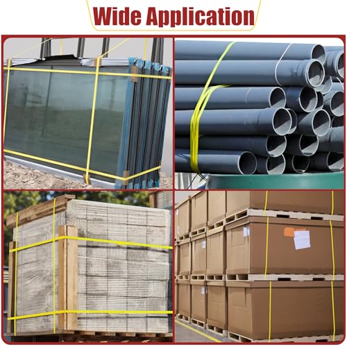 Image of MYFAMIREA Heavy Duty Packaging Strapping, 1 /2 inch x 3500FT Polypropylene Plastic Packaging Strapping, 300 Metal Seals, for Pallets, Logistics, Warehouse, Box Packaging and Shipping, Yellow