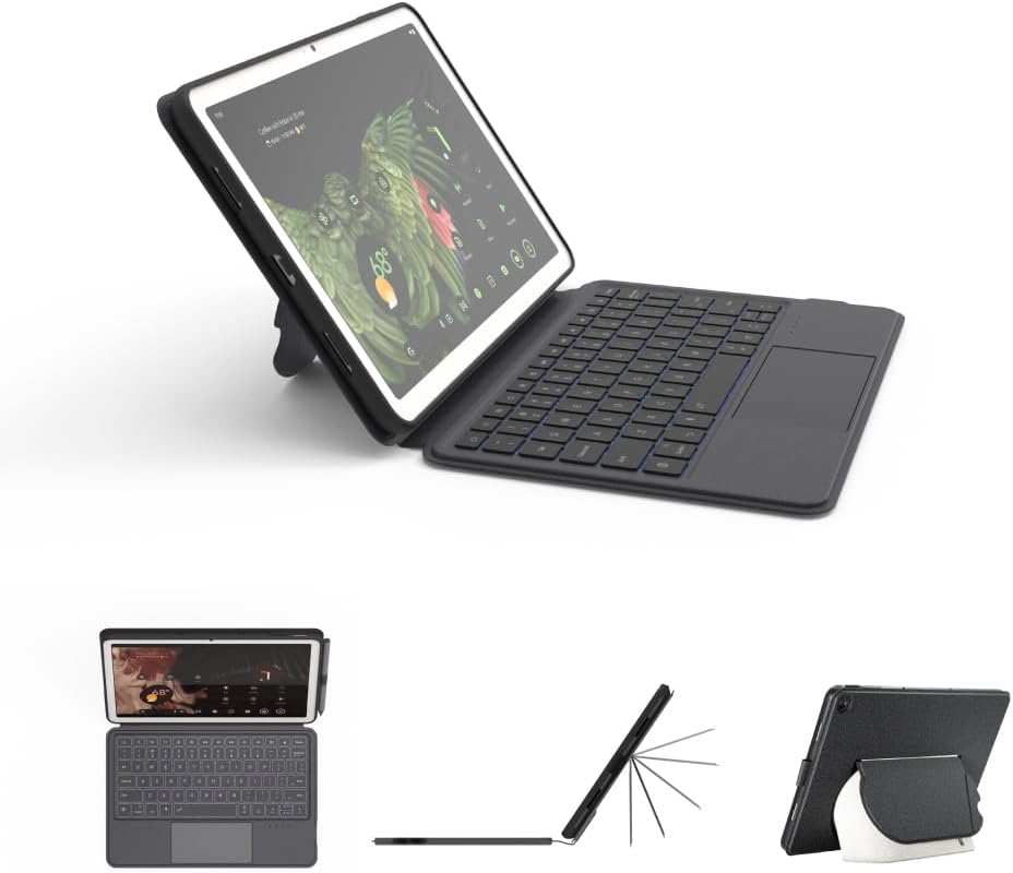 EIP Magnetix Keyboard Case for Google Pixel Tablet 11 inch (2023), Adjustable Viewing Angle, Detachable, Easy Carry, Protective Cover Compatible with Speaker Dock, 7 Backlight Color, UK Layout
