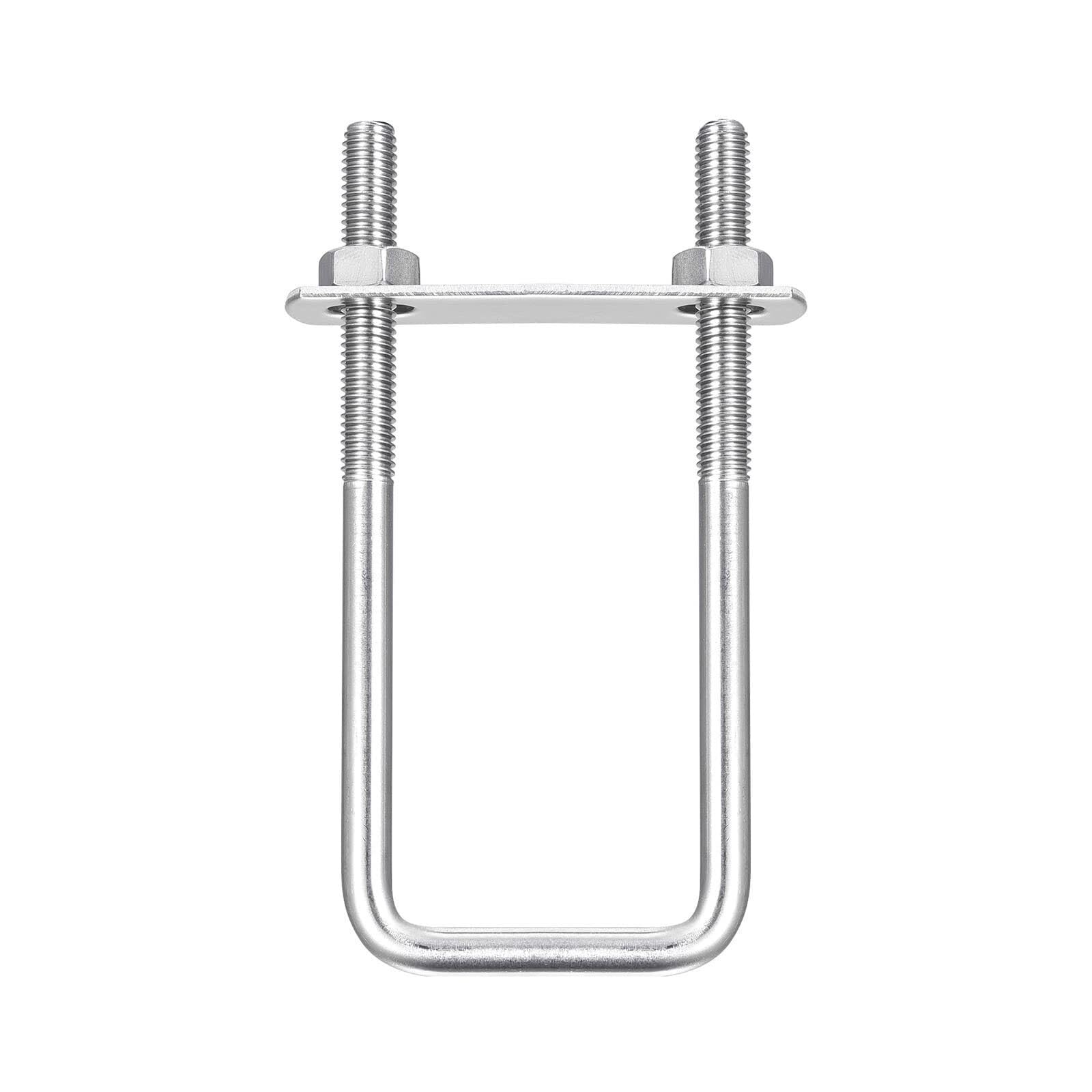 TOP-VIGOR 2 sets M8 Square U-Bolts, 40mm Inner Width 120mm Length 304 Stainless Steel Tie Down U-Bolts with Nut