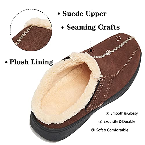 Men's Suede Leather House Slippers Arch Support Non Slip (Size:US 8-US 14.5)2