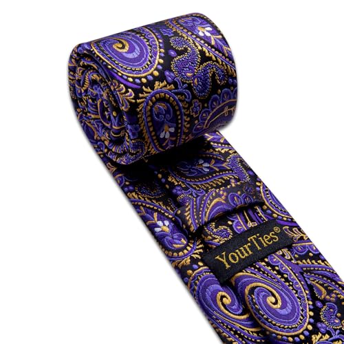 Image of YourTies Paisley Men's Necktie Woven Silk Floral Ties for Men Designer Formal Business Party Wedding