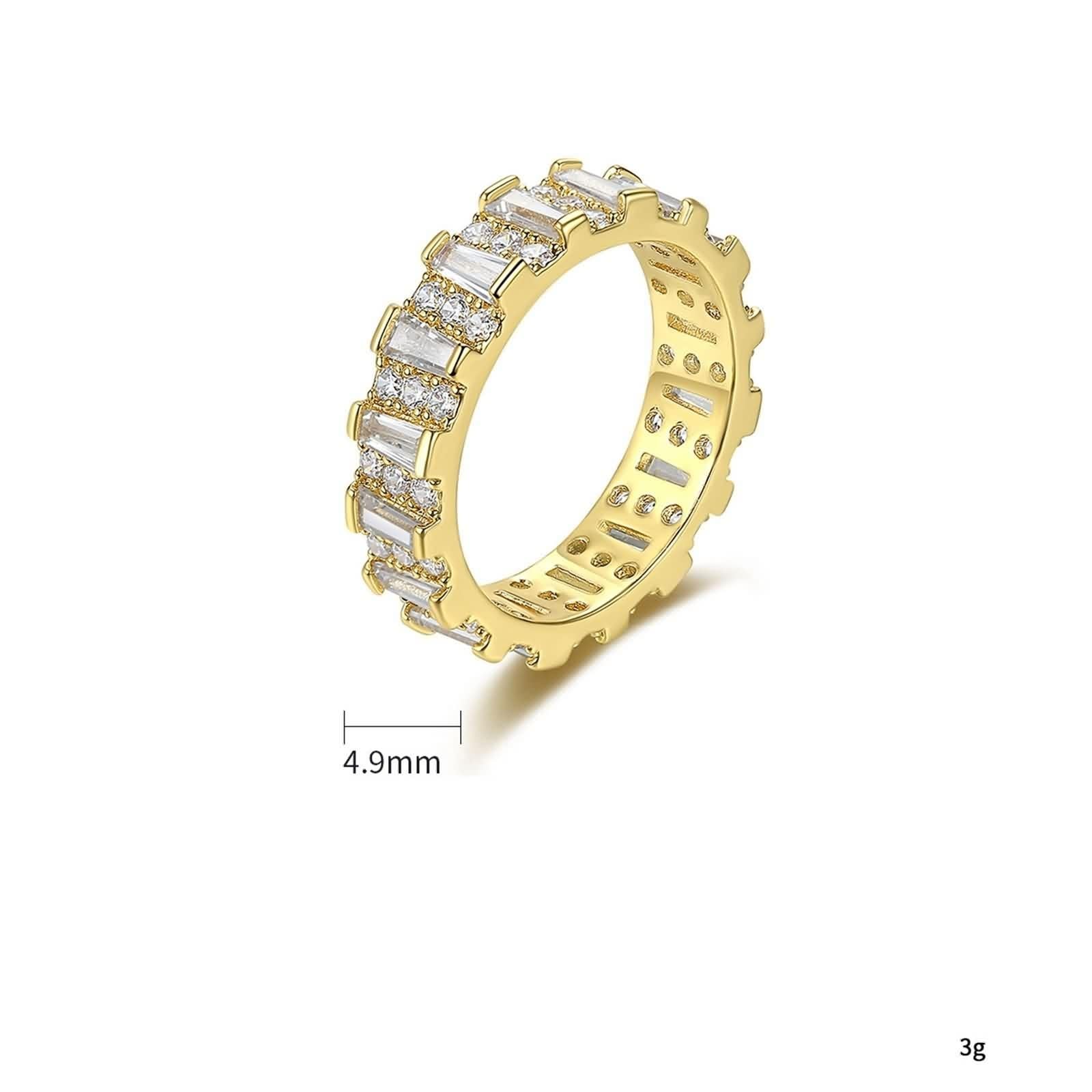 14 Karat Gelbgold Damenringe Moissanit Weiß, Rings Rechteck
