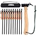 HUNDRUP ペグハンマーセット テントハンマー 30CMペグ 10本 木製ハンドル 専用収納バッグ付き ペグ打ち ペグ抜く