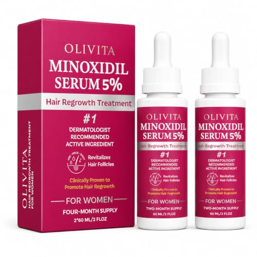 5% Minoxidil for Women Hair Regrowth Serum, Hair Loss Treatment, 4-Month | Topical Serum Drops for...