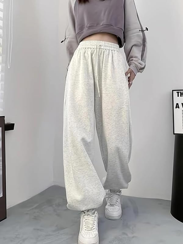 Image of Imsa Moda Women's Loose Fit Track Pants - Polycotton Joggers with Elastic Waistband & Side Pockets | Lower Comfortable for Gym, Running & Casual Wear