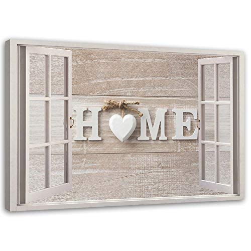 Feeby Impression sur Toile Intissee Vue À Travers La Fenêtre 120x80 cm Tableau Moderne Tableau Photo Chambre à Coucher Maison Shabby Chic beige