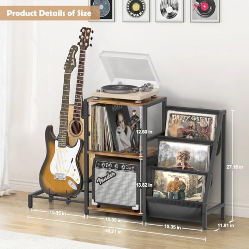 Meuble Vinyle Gain de Place et Support Guitare pour Studio Encombré - 6