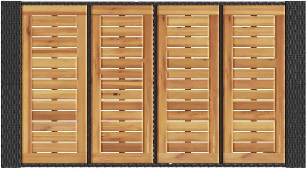 Garden Bar Table Black, 57 Inch Outdoor Bar Height for Patio, Modern Acacia Wood Top & Steel Frame, Weather Resistant Dining Table for 4, Balcony Terrace Bistro Set