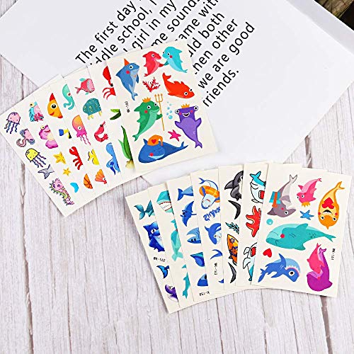 Phogary Kids Temporary Tattoos(20 Sheets), Sea World Theme Tattoos - Fish, Shark, Turtle, Seahorse, Sea Star, Octopus, Crab - Marine Life Patterns Fake Waterproof Tattoos For Boys Girls #TOP5