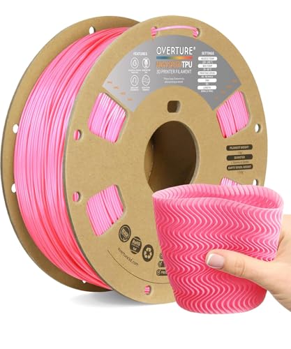 Image of OVERTURE TPU High Speed Filament 1.75mm Flexible Roll, 95A Soft 3D Printer Filament, 1kg Spool (2.2 lbs), Fit Most FDM Printer (HS TPU Pink)