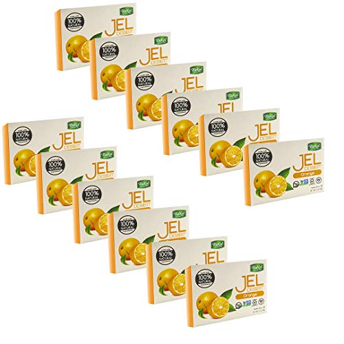 Bakol Jel Dessert - All Natural Vegan Dessert Mix - Kosher - Halal - No Artificial Sweeteners Flavors or Colors - Orange Flavor (PACK OF 12)