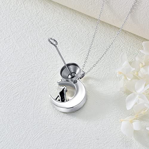 Rmrewy Dog Cremation Necklace 925 Sterling Silver Crescent Moon Sunflower Urn Necklace For Ashes Dog Paw Pendant Memorial Jewelry For Women #TOP3