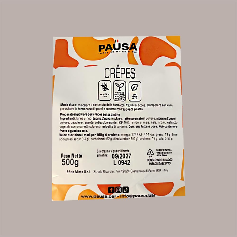 Preparato in Polvere per Crepes con Uovo Senza Glutine 500 gr Lucgel