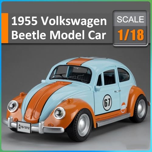 Image of DEUSON ECOM 1:18 Beetle Toy Car Vintage Car Die Cast Metal Model Cars with Light Sound Pullback Openable Door Cars Toy