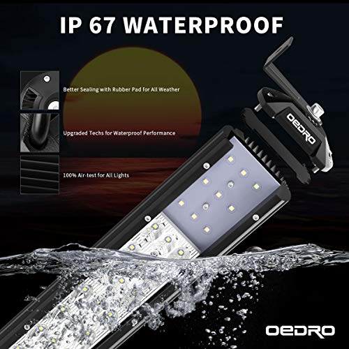 Image of OEDRO 52 Inch LED Light Bar w /2Pcs 4 inch Spot Off Road Driving Light Pods | 758W 66430LM Tri-Row Combo Beam w /Wiring Harness & Upper Roof Windshield Mounting Bracket Fit for 07-18 Jeep JK Wrangler