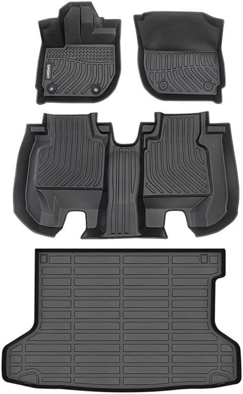 GINOWY-Floor Mats & Cargo Liner for Honda HRV 2016-2022 AWD Models, TPE All Weather HR-V Car Mats Custom fit Anti-Slip Trunk Cargo Mat Waterproof HRV Accessories Mats Black For HRV AWD 2016-2022
