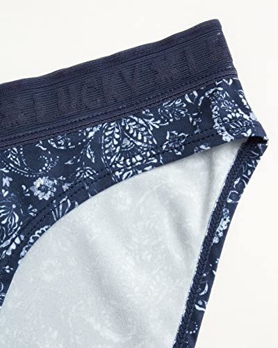 Lucky Brand Women's Underwear - 5 Pack Microfiber Bikini Panties (S-Xl), Size Medium, Blue Iris Paisley/Halogen/Blue Iris/Gardenia/Silver Sconce #TOP3