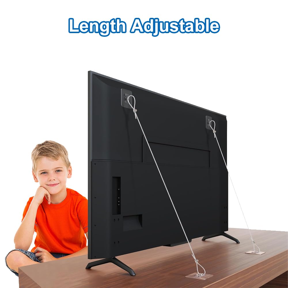 Sangles Anti-Basculement pour TV et Meubles, Sécurité Réglable sans perçage, Fixation Murale