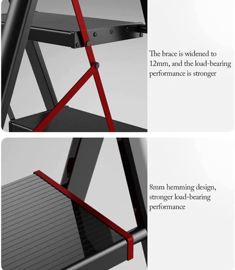 VNABO Ladders 3 Step Ladder, Folding Step Stool with Wide Anti-Slip Pedal Aluminum Portable Ladder for Home and Kitchen Use 330lbs Capacity Household or Outdoor