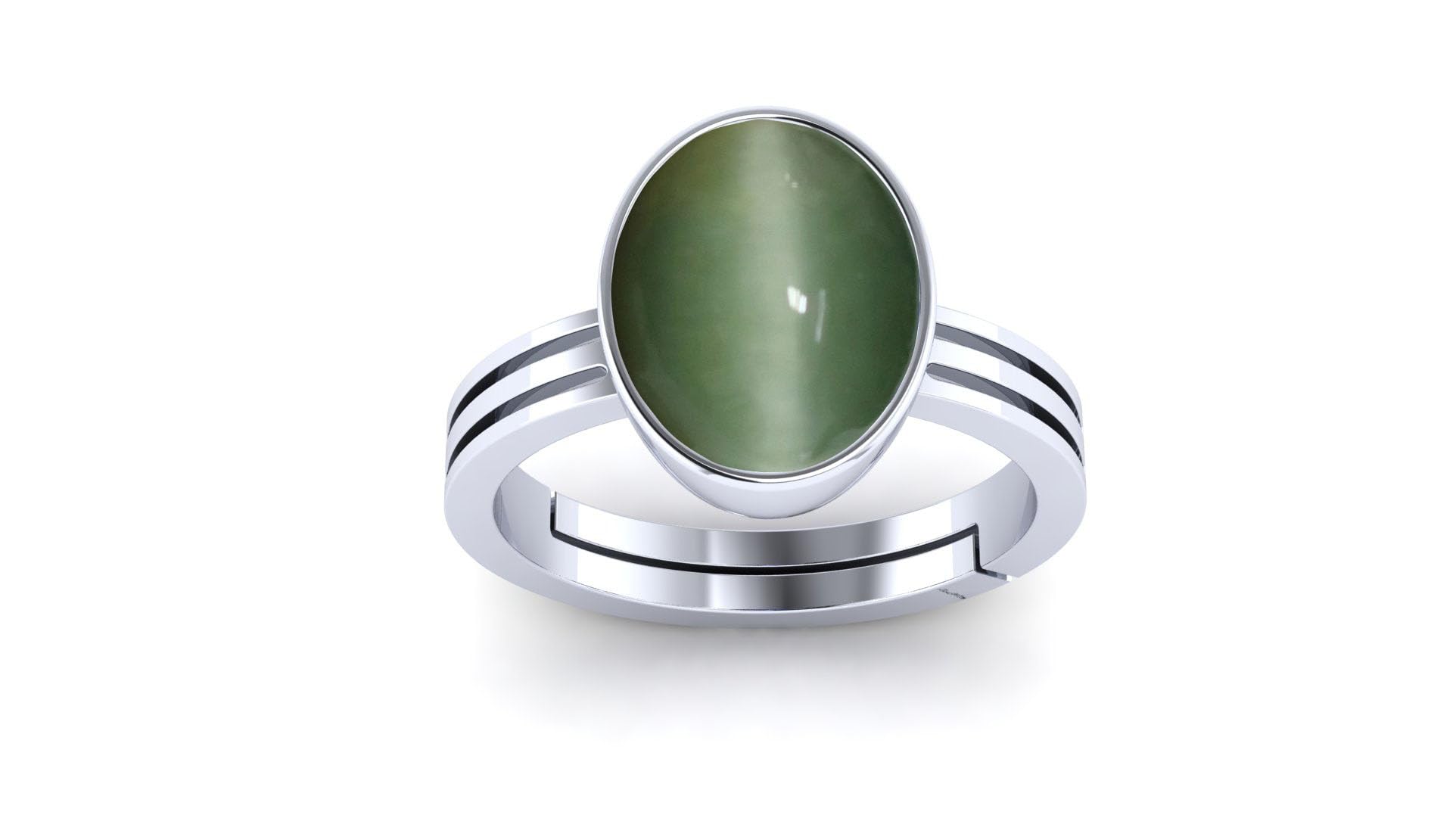 10.00-10.50 Ratti Natural Cats Eyes Ring Panchdhatu Adjustable Lehsuniya Ring for Men & Women by Lab Certified