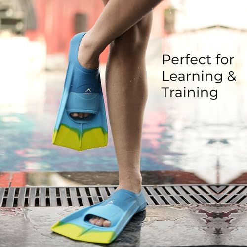 Image of Arrowmax Swimming Flipper Fins for Swimming,Long Floating Fins,Silicone Fins for Freestyle and Backstroke Training,Diving Silicone Fins Leg Paddles (XL-(43-45), Blue)