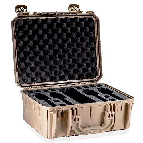 Seahorse 630 Heavy Duty 4 Pistol Case - TSA Approved/Mil Spec / IP67 Waterproof/USA Made for Firearms, Pistols, Handguns; Stores 4 Pistols and 12 Magazines,Desert Tan