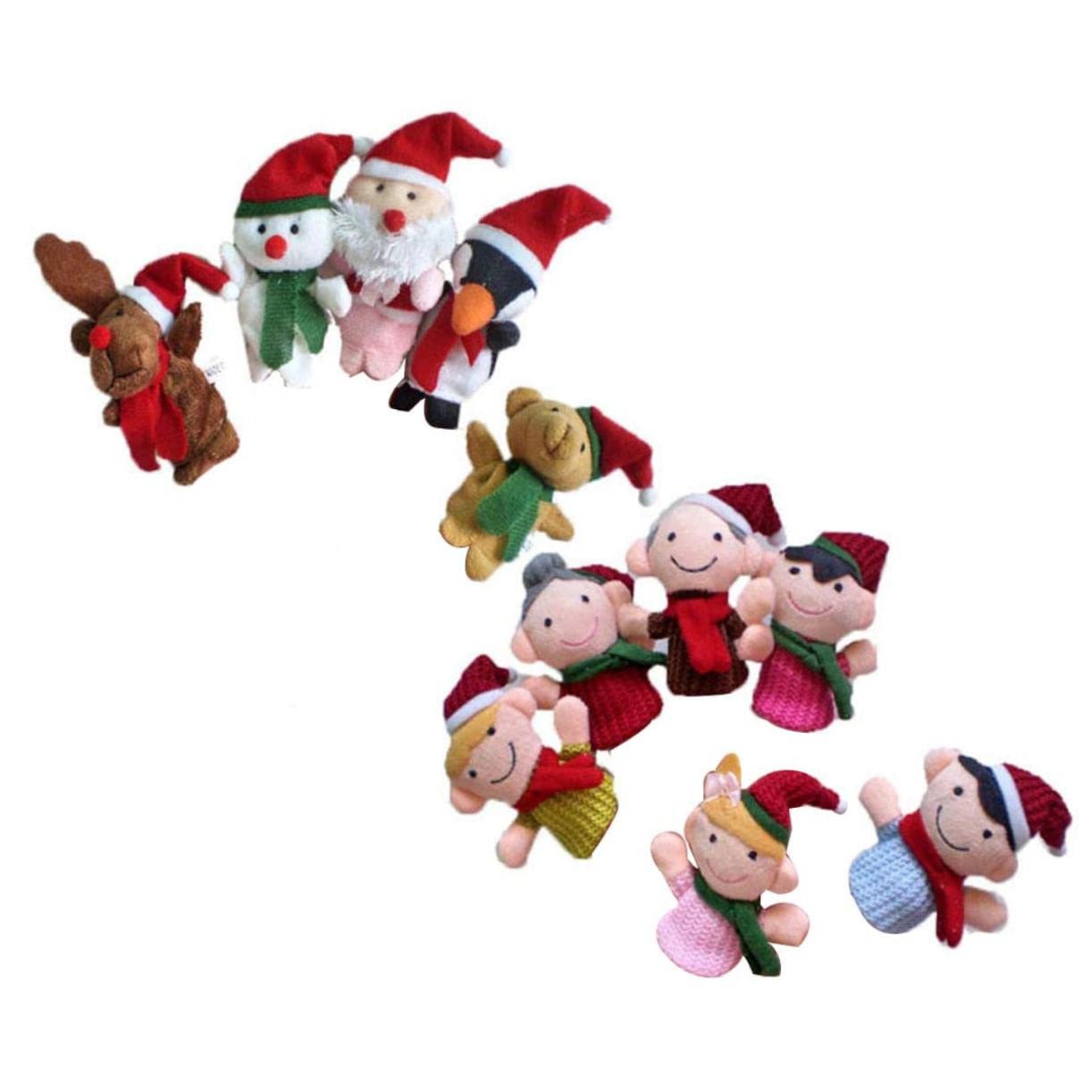 Toyvian 22 Pz giocattoli per bambini marionette natalizie da dito imbottitura per calze di Natale giocattolo burattini bambola da dito per bambini bambola da dito di natale Cartone animato