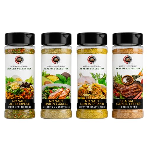 Igotchu Seasonings Health Collection Bundle, Gourmet Spice Gift Set with 4 Cooking Blends for Anti-Inflammatory Dishes, Digestive Support Recipes, Focus-Friendly Flavor, Heart-Smart Meals, Meat, Seafood
