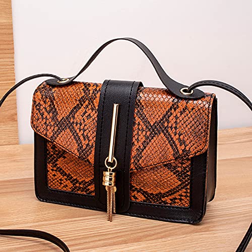 Unique Snake Skin Magnetic Closure Crossbody Purse Tassels Style Shoulder Bag for Women2