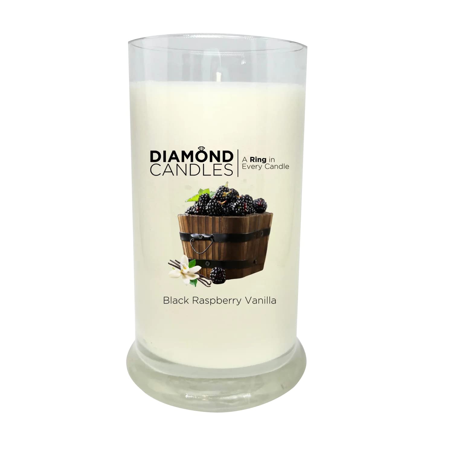 Diamond Candles21Oz Black Raspberry Vanilla, 1-Wick Candle - A Ring in Every Candle- Hand Poured, Soy Wax, Paraben and Phthalate Free
