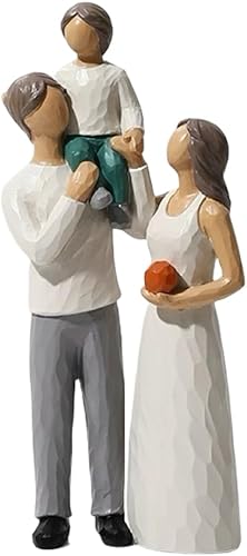 Waowumar Familia de 3 figuritas decorativas de resina para la familia, escultura familiar para padres e hijos, regalos para decoración familiar del