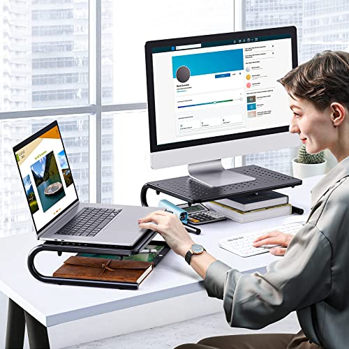 Monitor-Stand-Riser-Monitor-Riser-Laptop-Stand-Laptop-Shelf-wVented-Metal-for-Screen-Laptops-Printer-for-Home-Office
