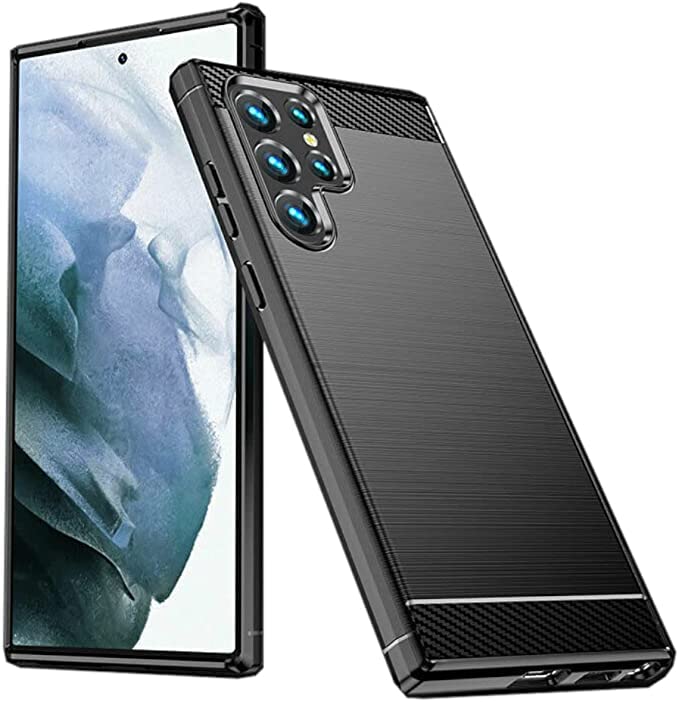 Image of NPRC Hybrid Ultra Slim Protective Case TPU Non-Slip Carbon Fiber Texture Shockproof Case Cover for Samsung Galaxy S23 Ultra - Black