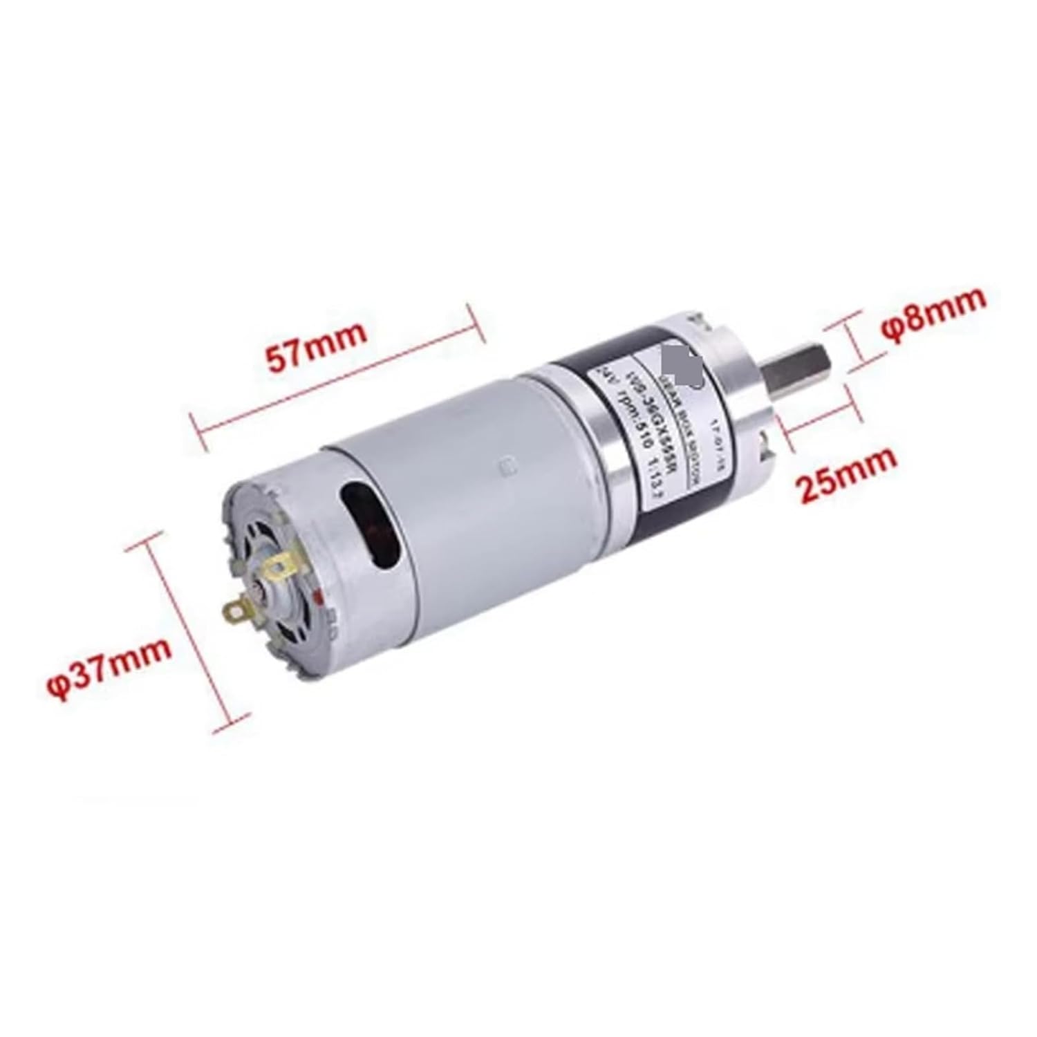 36mm Permanent Magnet DC Motor 12V Low Speed Motor 24V Speed Motor 36GX555R Slow Planetary Gear Motor(312RPM_1)
