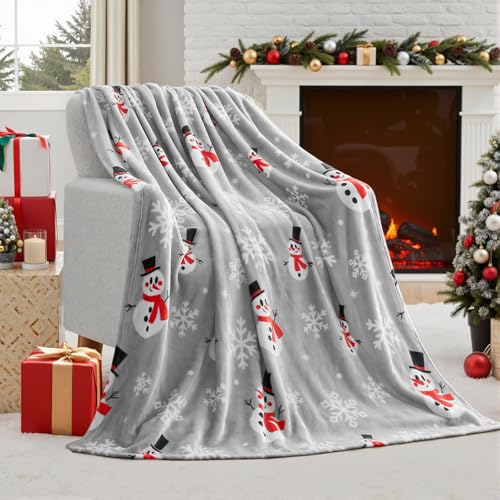 Joiedomi Grauer Schneemann Weihnachtsdecke (130x150cm), Weiche...