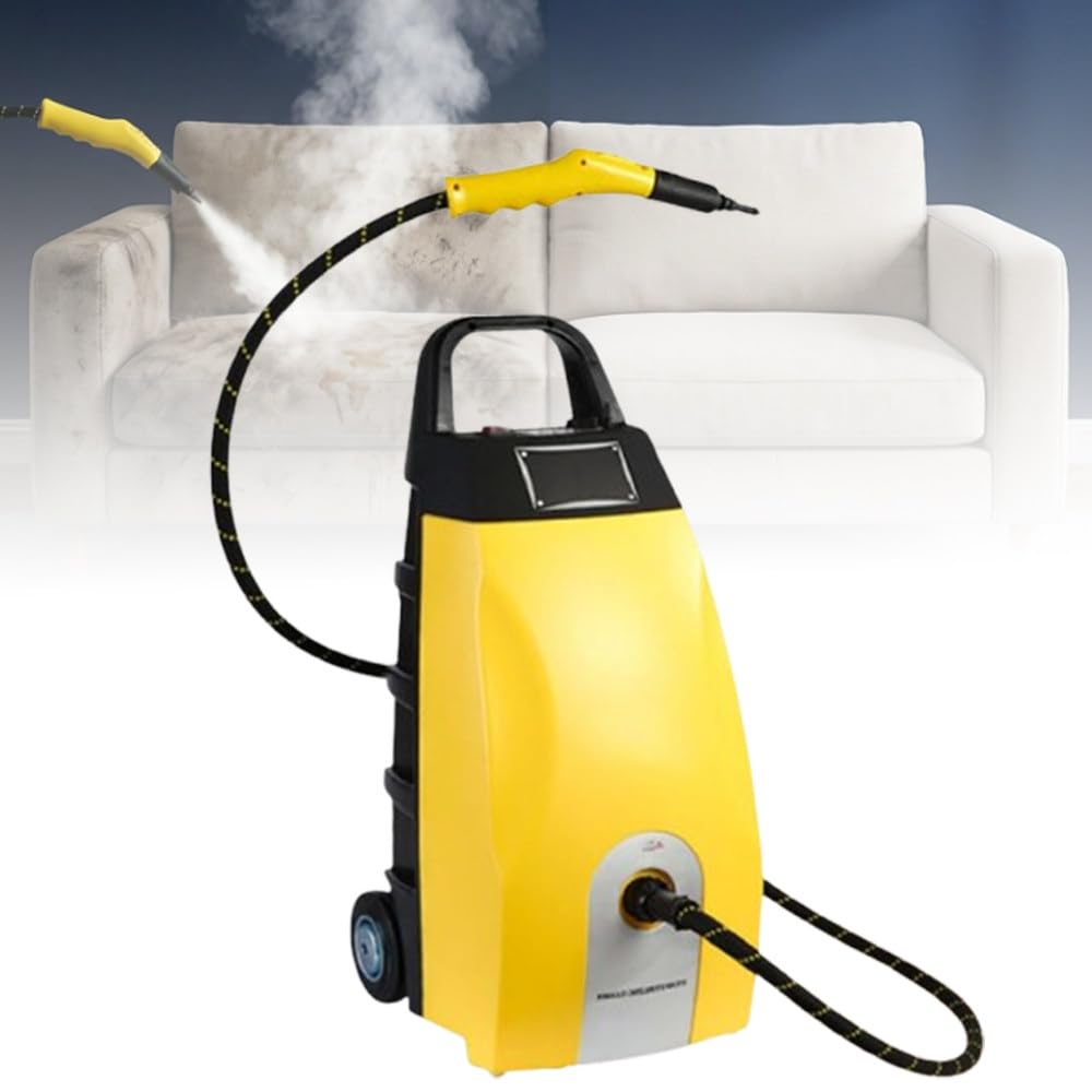 Limpiador a Vapor Comercial Alta Potencia,Hidrolimpiadora a Vapor Portátil Mano,Vapor Continuo,Calentamiento Rápido,para Restaurantes,Coches,Azulejos Y Tapicerías Yellow