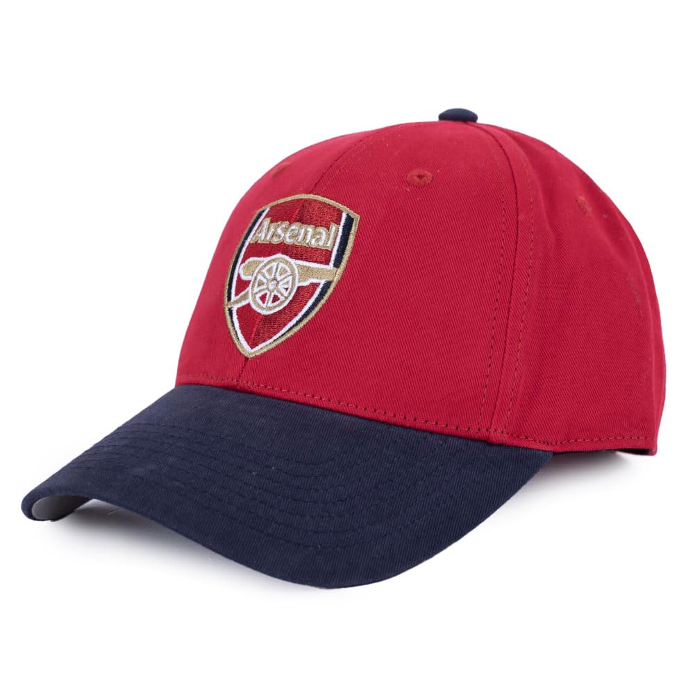 Arsenal FC Two Tone Youth Baseball Cap, Red and Navy, Embroidered Cannon Crest, Adjustable Hook and Loop Closure, 54-56cm