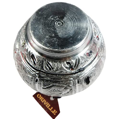 ORIVILLE Lota/Kalasha, Silver Finish Traditional White Metal Lota/Kalash/Thavalai/Indian Jug/Kumbha/Pitcher/Kudam/Ghada/Matka Pot or Mangala Ghata for Pooja (4 X 4.5 Inches -500 ml Capacity) - Image 7 thumbnail