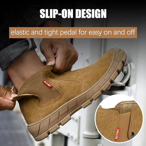 Image of GLANOUDUN Welding Work Boots for Men Slip on Steel Toe Shoes for Men Indestructible Steel Toe Boots Welder Men's Working Shoes Fireproof Safety Footwear for Construction Men's Work & Safety Footwear