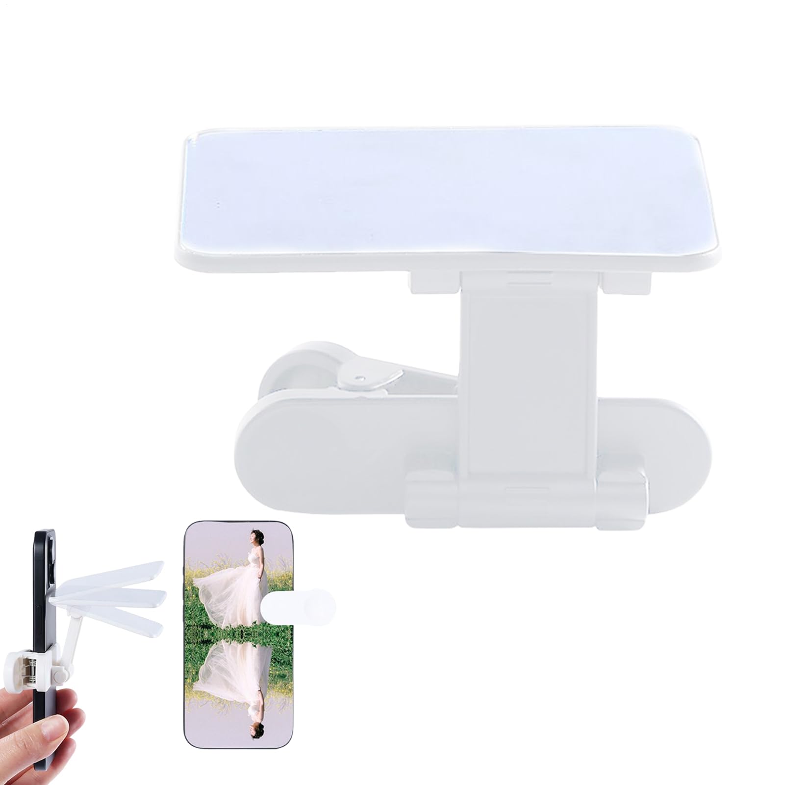 Mirror Clip for Smartphone, Phone Mirror Attachment with Clip, Adjustable Smartphone Attachment for Beauty Tutorials Travel Vlogging