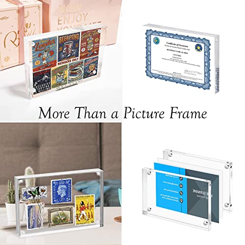 Pitbvo Acrylic Picture Frame, 4X6 Inches Clear Picture Frames, Magnetic Double Sided Free Standing Photo Display, Frameless Desktop Floating Display Stand, 2 Pack #TOP4