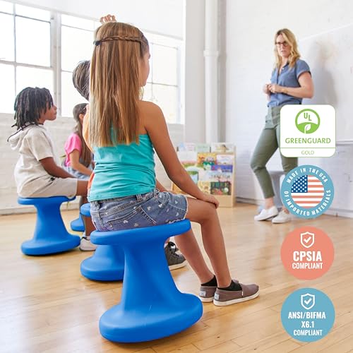 Image of ECR4Kids Twist Active Wobble Stool, 14in Seat Height, Classroom Furniture, Blue