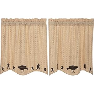 VHC Brands Kettle Grove, Applique Crow and Star, L36xW36, Tier Set of 2, Tan VHC Brands Kettle Grove Applique Crow and Star L36xW36 Tier Set of 2 Tan